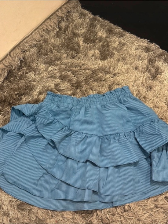 Dresses & Skirts - Blue Tiered Ruffle Women's Skirt - Comfortable Casual Style W/ Shorts